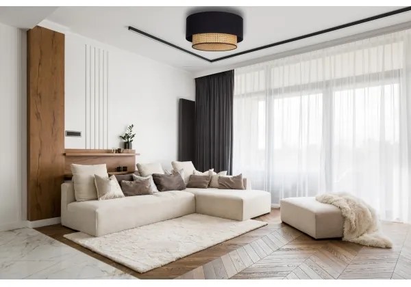 Plafonieră Duolla BOHO 1xE27/15W/230V d. 45 cm negru/ratan