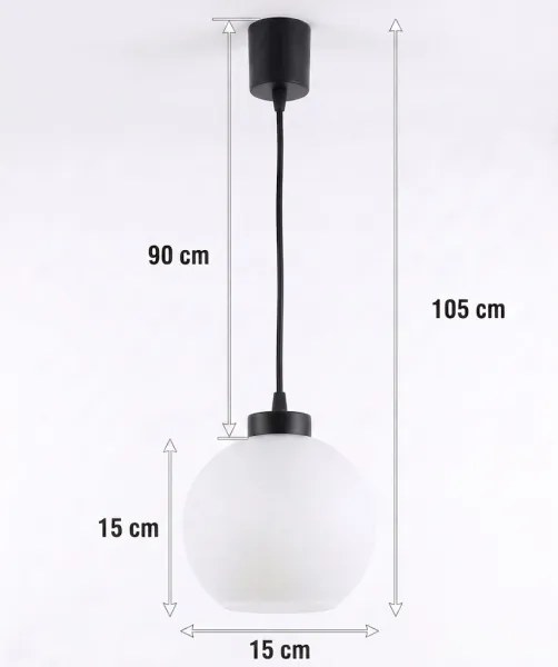 Brilagi - Lustră LED suspendată pe cablu RETRO GLASS 1xE27/60W/230V Ø 15 cm negru/alb