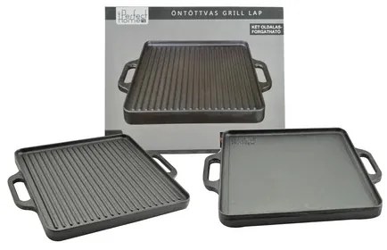 Placa grill BBQ față dublă 32x32cm, fonta Perfect Home 12970