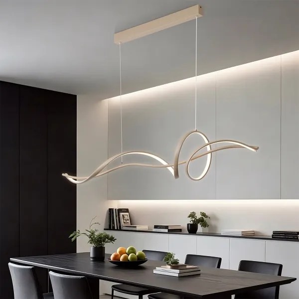 Brilagi - Lustra LED dimabilă pe cablu SIGNATURE LED/55W/230V 120x23 cm bej + telecomandă