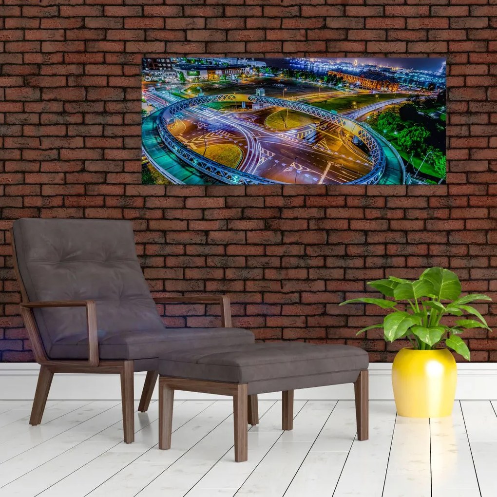 Tablou panorama orașului nocturn (120x50 cm)