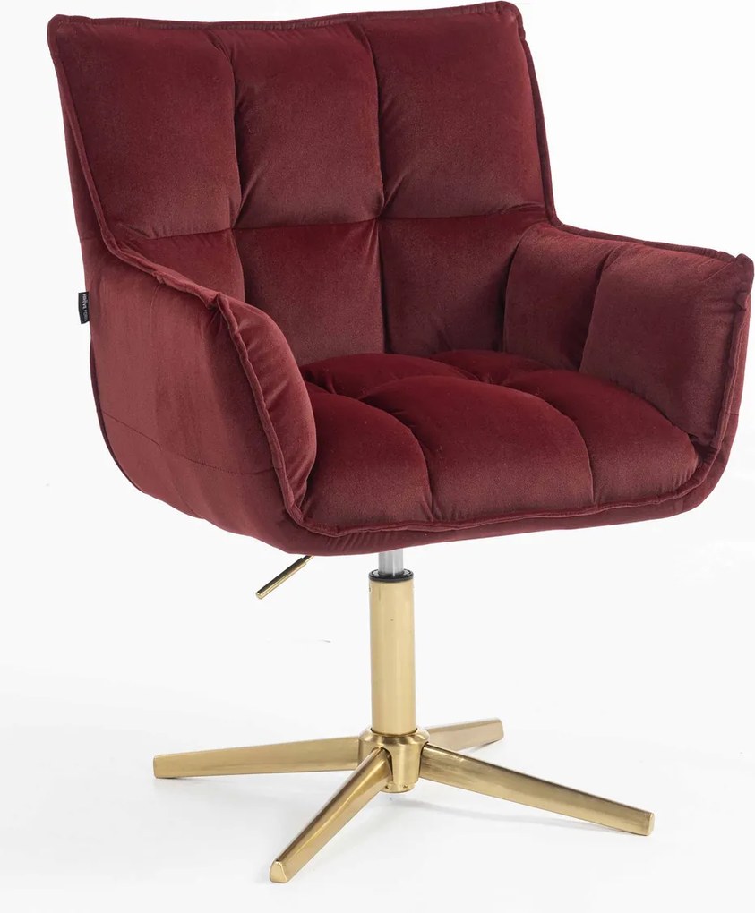 HR560CROSS Scaun Catifea Bordo Merlot cu Bază Aurie