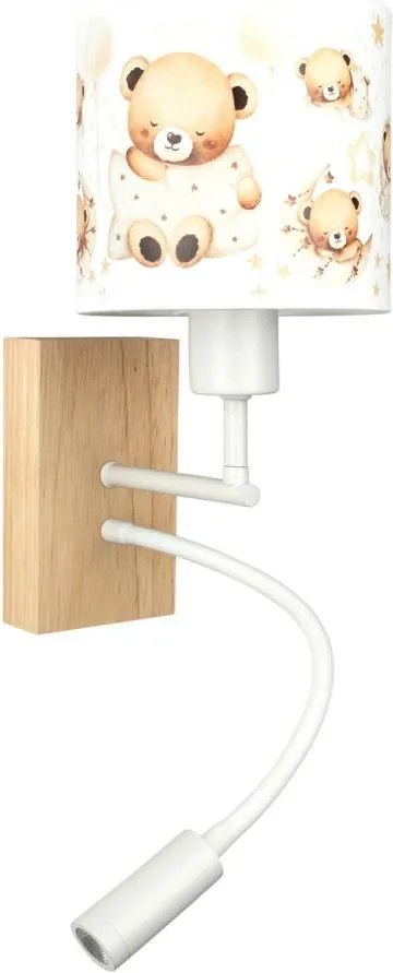 Brilagi - Lampă LED flexibilă BOBO WOOD 1xE27/25W/230V + LED/3W stejar/alb/ursuleți