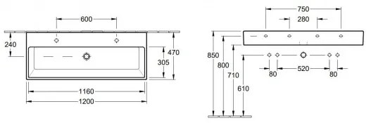 Lavoar dublu ,Villeroy&amp;Boch Memento, 120x47cm, Star White CeramicPlus, 5133CGR2