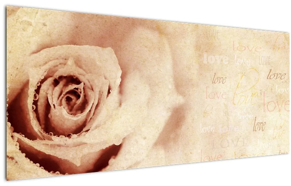 Tablou - floare de trandafir pentru îndrăgostiți (120x50 cm)