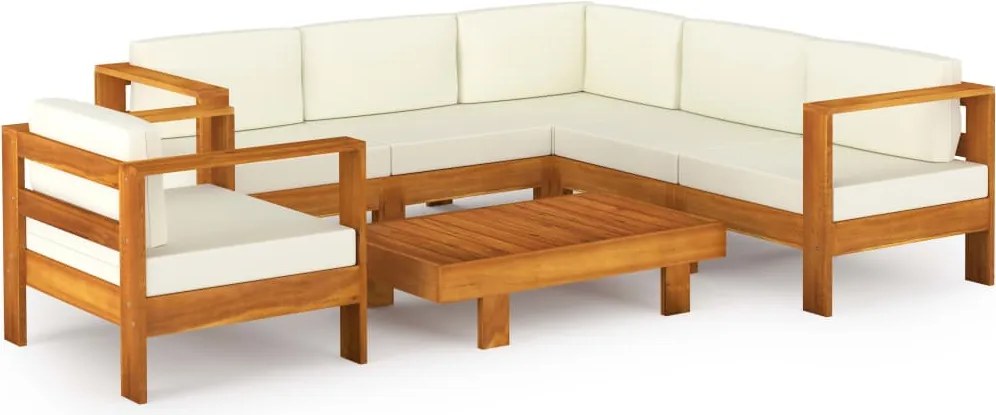 vidaXL Set fotoliu de grădină cu 7 piese și perne, 100x60 cm, lemn de salcâm