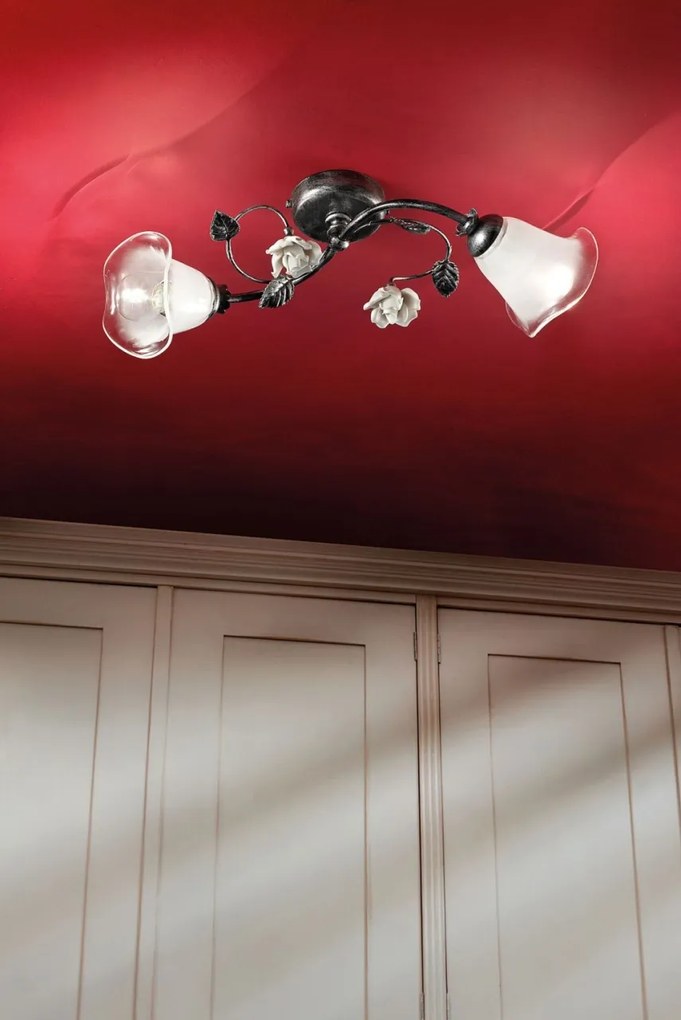 Lustra aplicata clasica cu flori din ceramica realizate manual SIENAL