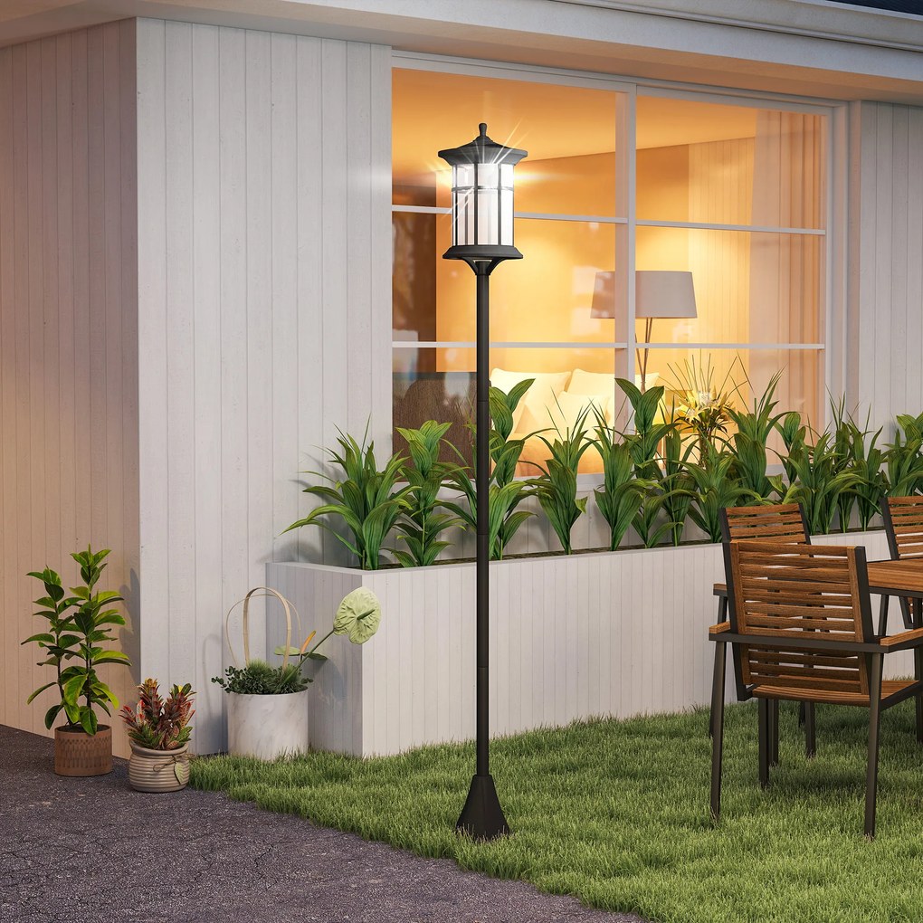 Outsunny Set de două lampioane solare tradiționale de 1,8m - Negru | Aosom Romania