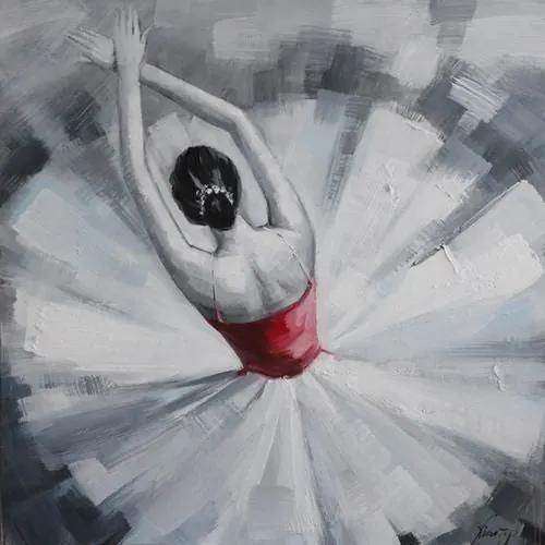 Tablou pictat manual Ballerina, 40x40cm