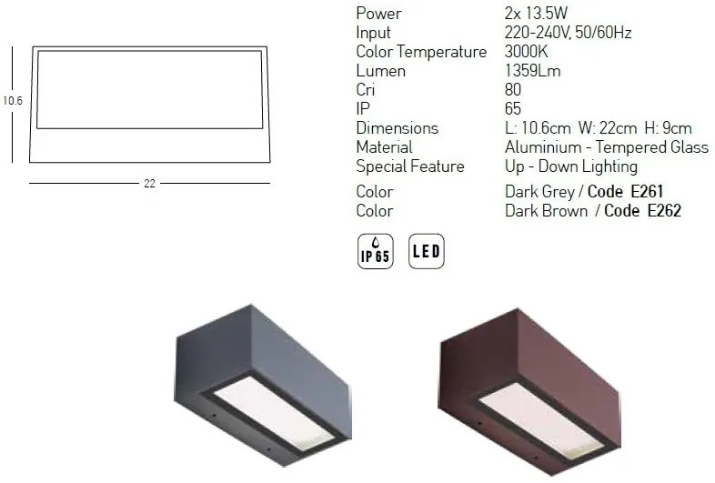 Aplica LED iluminat exterior ambiental IP65 Fannel maro