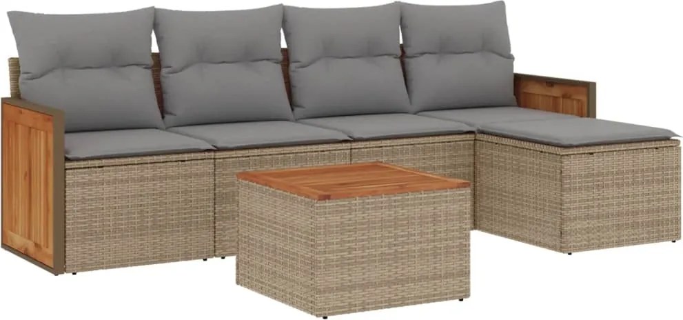 vidaXL Set canapele de grădină cu perne, 6 piese, bej, poliratan