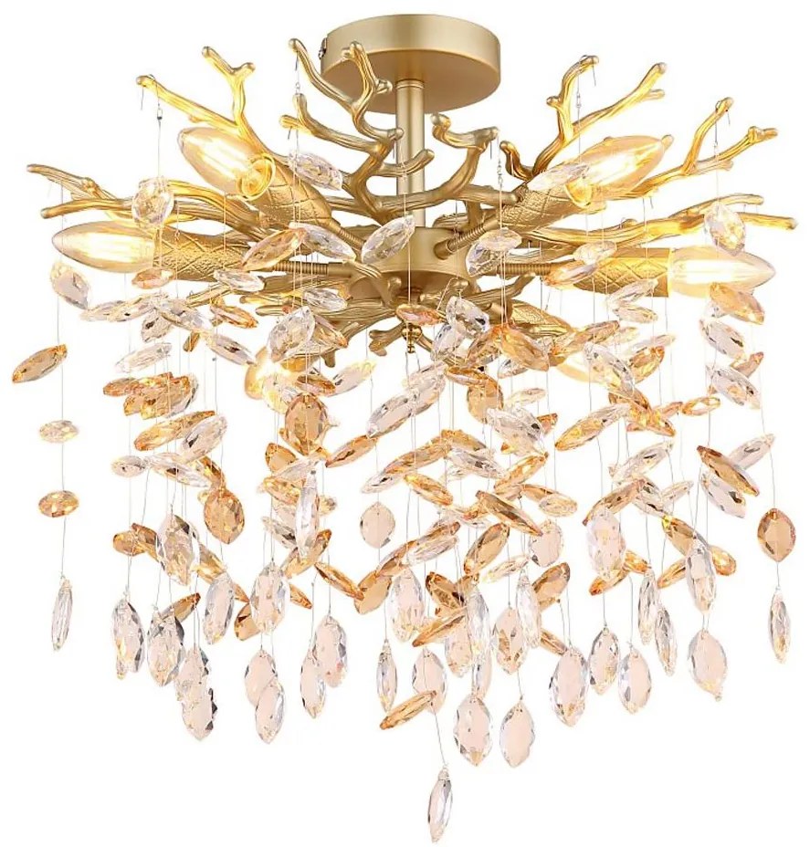 Globo 64138DG - Candelabru pe tijă QUEENA, 6xE14/40W/230V, auriu