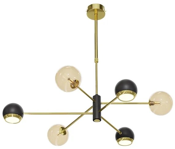 Lustră pe tijă Jupiter 1966 MOKA 3xGU10/10W/230V + 3xG9/10W/230V auriu/negru/bej