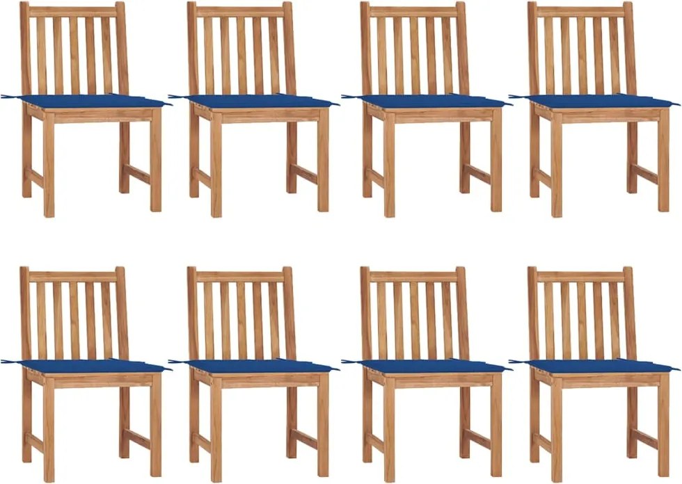 vidaXL Scaune de grădină cu perne, 8 buc., lemn masiv de tec