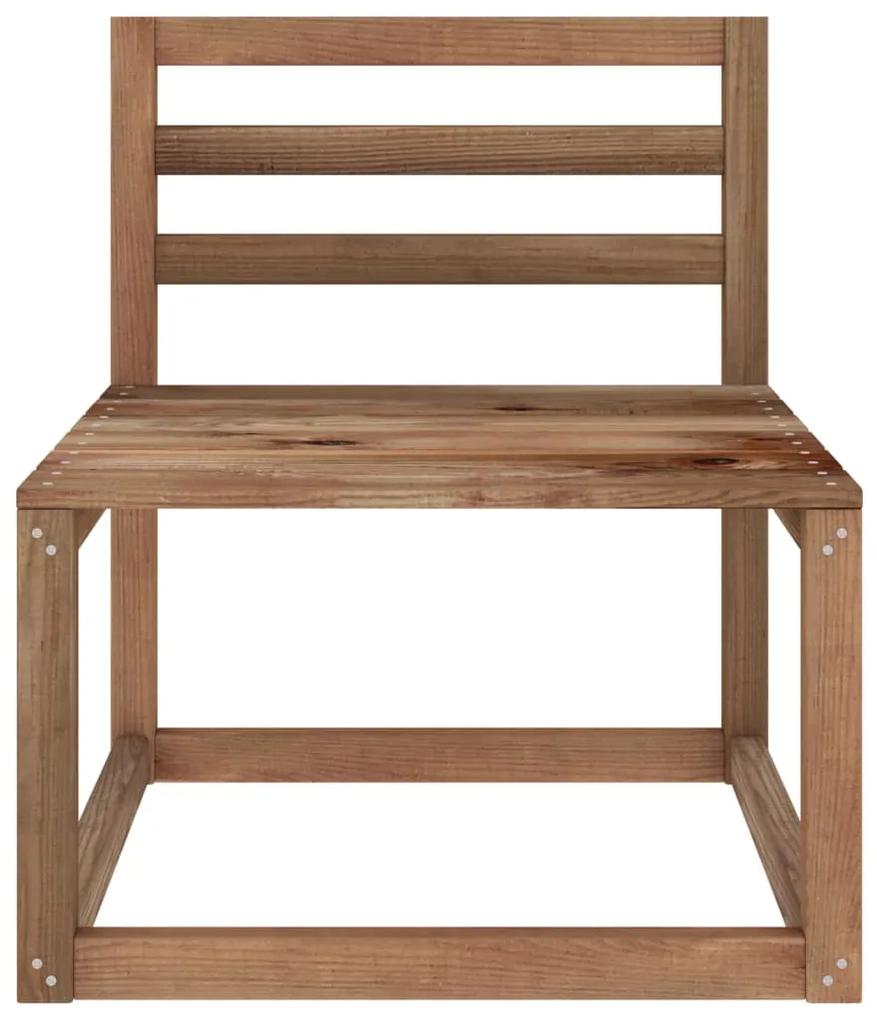 Set mobilier de gradina, 9 piese, maro, lemn de pin tratat 3x colt + 4x mijloc + suport pentru picioare + masa, 1