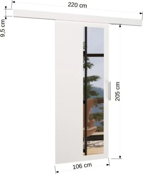 Usa glisanta cu oglinda, Malta, ADRK Furniture (Culoare: Sonoma, Latime: 86 cm)