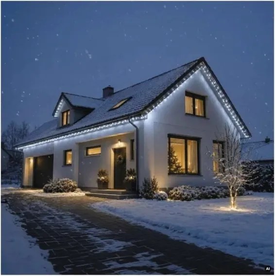 Instalație luminoasă conectabilă 100xLED/10m IP44 alb rece negru