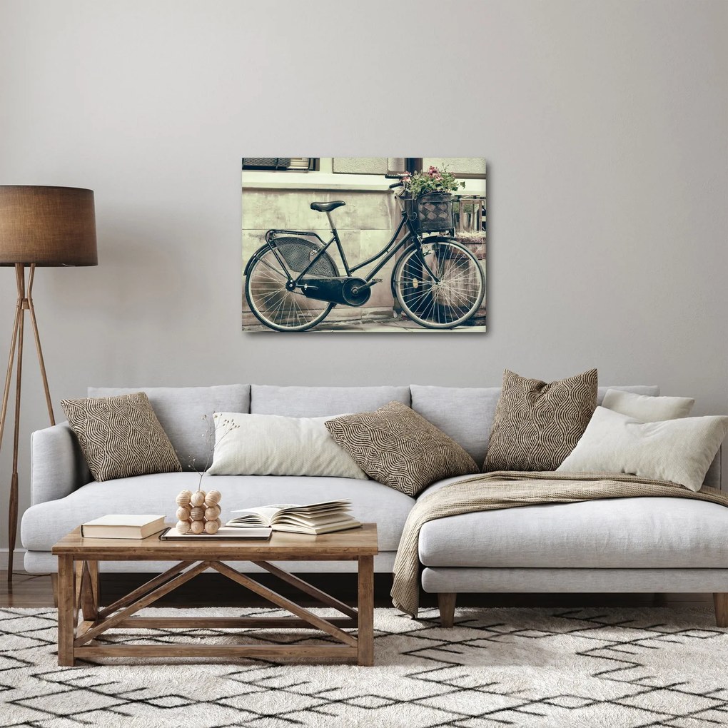 Tablou - Bicicleta de epocă cu flori (70x50 cm)