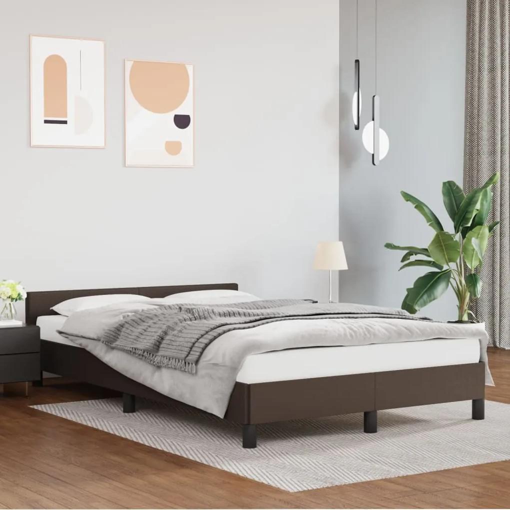 347492 vidaXL Cadru de pat cu tăblie, maro, 120x200 cm, piele ecologică