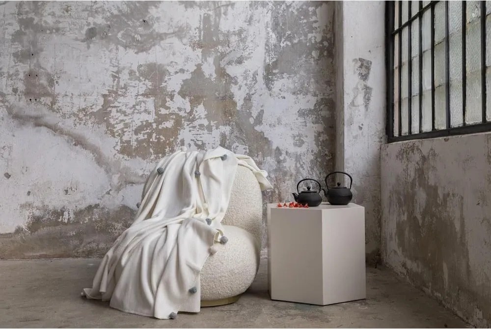 Cuvertură crem din polar, fleece 150x200 cm Pom Pom – Mijolnir