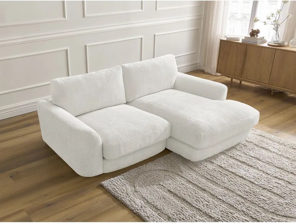 Colțar alb cu tapițerie din chenille (cu colț pe partea dreaptă/cu șezlong) Leonore – Bobochic Paris