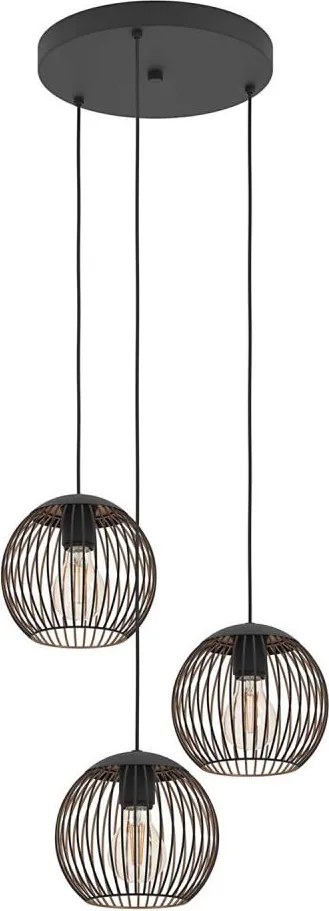 Eglo 901871 - Corp de iluminat suspendat pe cablu ALMANZORA 3xE27/60W/230V, negru