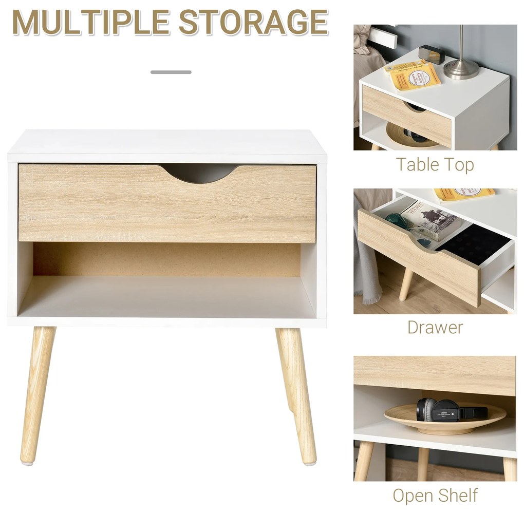 HOMCOM Noptiere Moderne cu Sertar și Raft, Design Modern și Funcțional, Ideal pentru Cameră de Dormit, Albastru | Aosom Romania