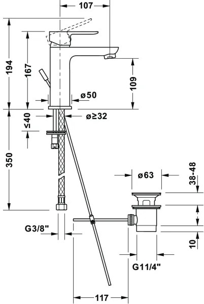 Duravit D-CODE DC1023001010 - baterie pentru lavoar + set de evacuare, crom lucios