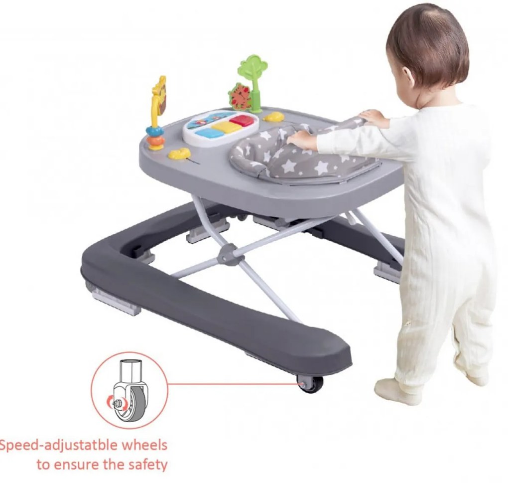 Premergator Premium 2 in 1 NOVOKIDS™ Little Giraffe Walker, Reglabil in 3 trepte de inaltime, Transformabil in antemergator, Roti silentioase, Cu