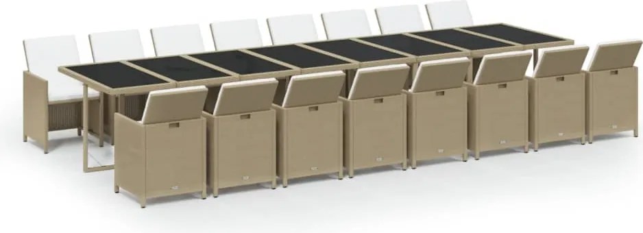 vidaXL Set mobilier de grădină cu perne, 17 piese, bej, poliratan