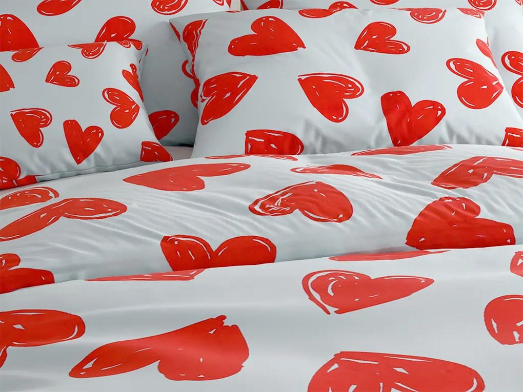 Lenjerie de pat din bumbac WARM HEART albastru deschis Dimensiune lenjerie de pat: 2 buc 70 x 90 cm | 200 x 220 cm