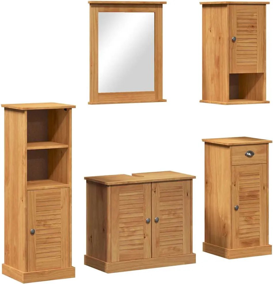 vidaXL Set de mobilier pentru baie cu sertar VIGO 5 pcs Maro miere