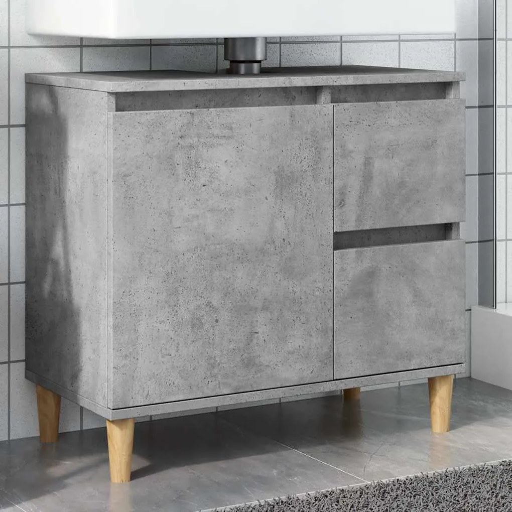 vidaXL Dulap de chiuvetă, gri beton, 65x33x60 cm, lemn prelucrat