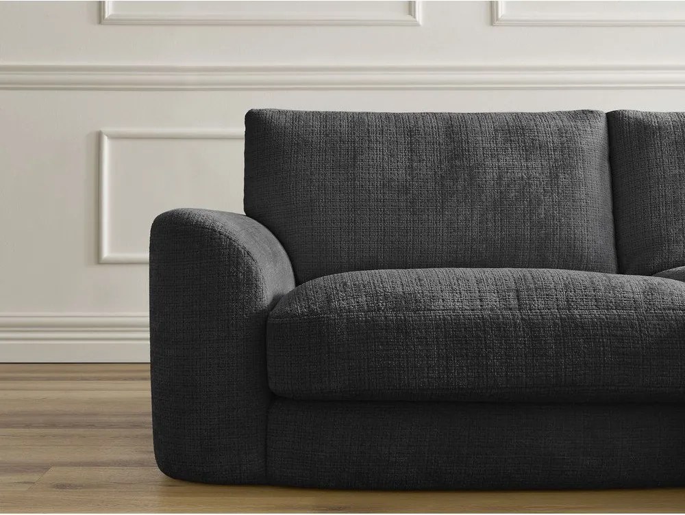 Colțar negru cu tapițerie din chenille (cu colț pe partea dreaptă/cu șezlong) Leonore – Bobochic Paris