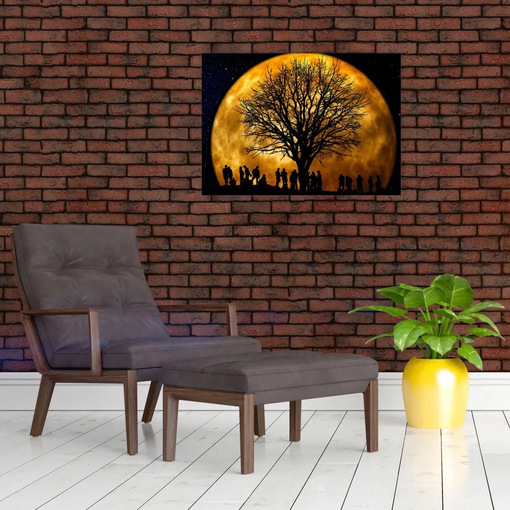 Tablou cu luna și siluete (70x50 cm)