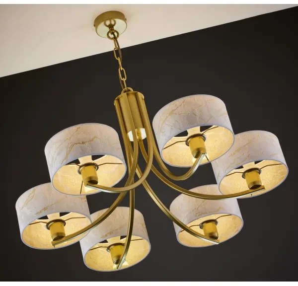 Jupiter 2098 - Lustru cu lanț ARTHUR 6xE27/15W/230V alb/auriu/decor marmură