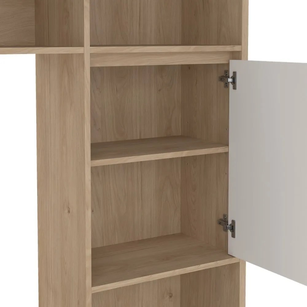 Set TV alb-în culoare naturală cu aspect de lemn de stejar 209x183x48 cm Next – Tvilum