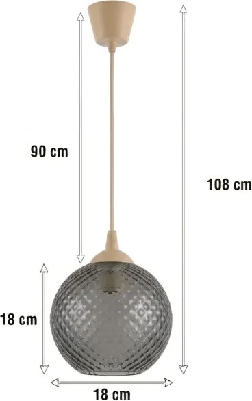 Brilagi - lustră LED suspendată pe cablu R GLASS 1xE27/60W/230V Ø 18 cm bej/gri fumuriu