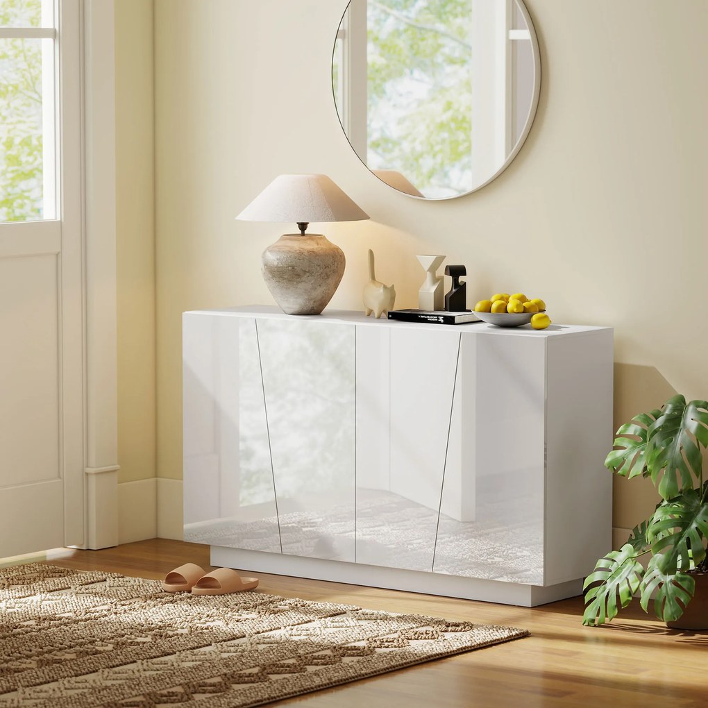 Dulap multifunctional HOMCOM cu 5 niveluri din PA alb cu polita reglabila pe 3 niveluri si baza inaltata, 150x40x88 cm | Aosom Romania