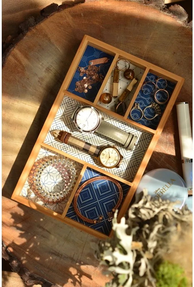 Cutie din bambus pentru bijuterii Bambum Boxy, 6 compartimente