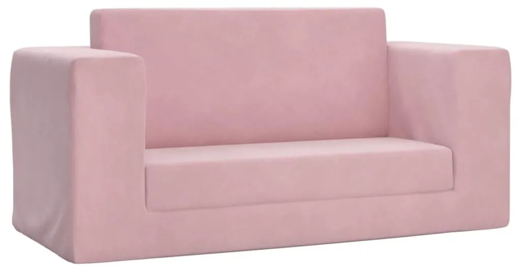 Canapea pentru copii cu 2 locuri, roz, plus moale Roz, Canapea extensibila