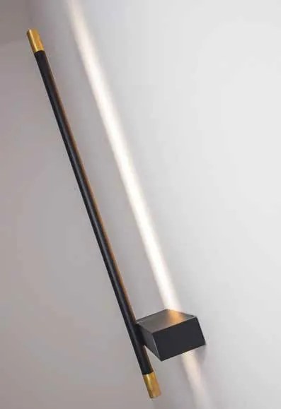 Aplica de perete LED design liniar ambiental Wall Lamp negru/ alama