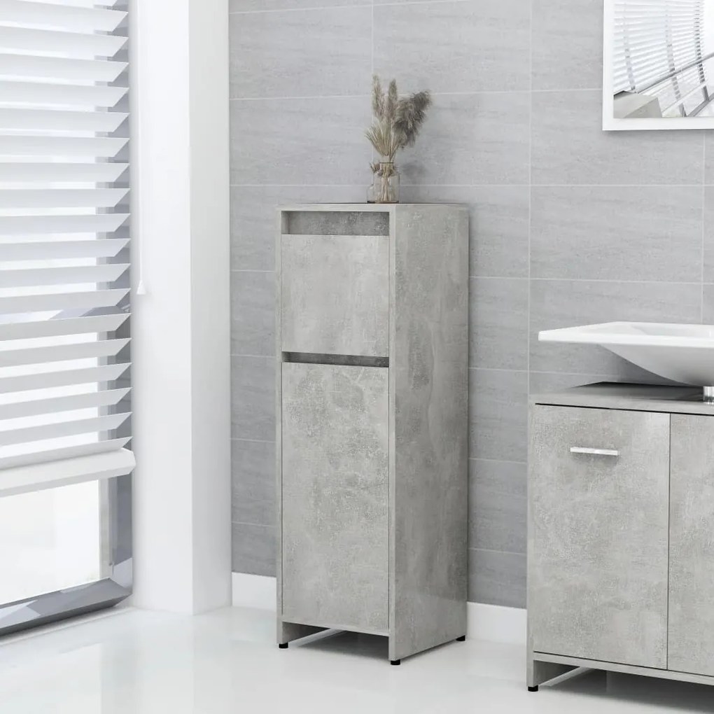 vidaXL Dulap de baie, gri beton, 30x30x95 cm, lemn prelucrat