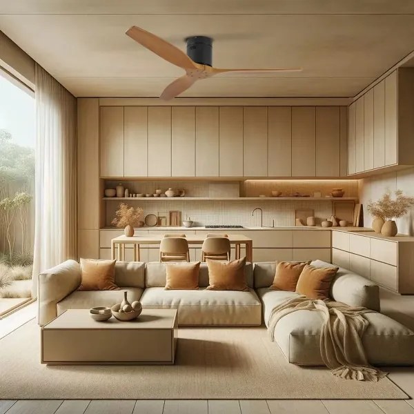 ZEVENTI - Ventilator de tavan SPELLO Wi-Fi Tuya negru/stejar + telecomandă