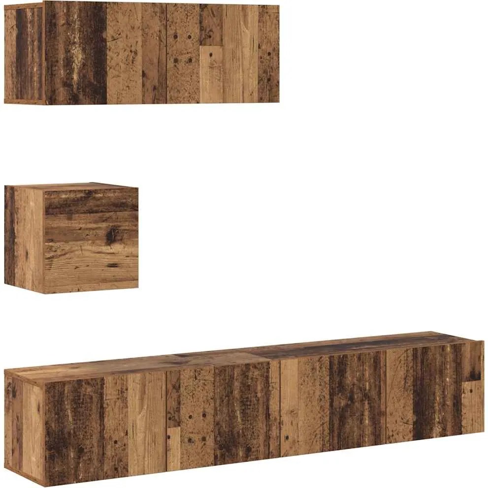 vidaXL Set dulap TV 4 piese montat pe perete lemn vechi lemn prelucrat