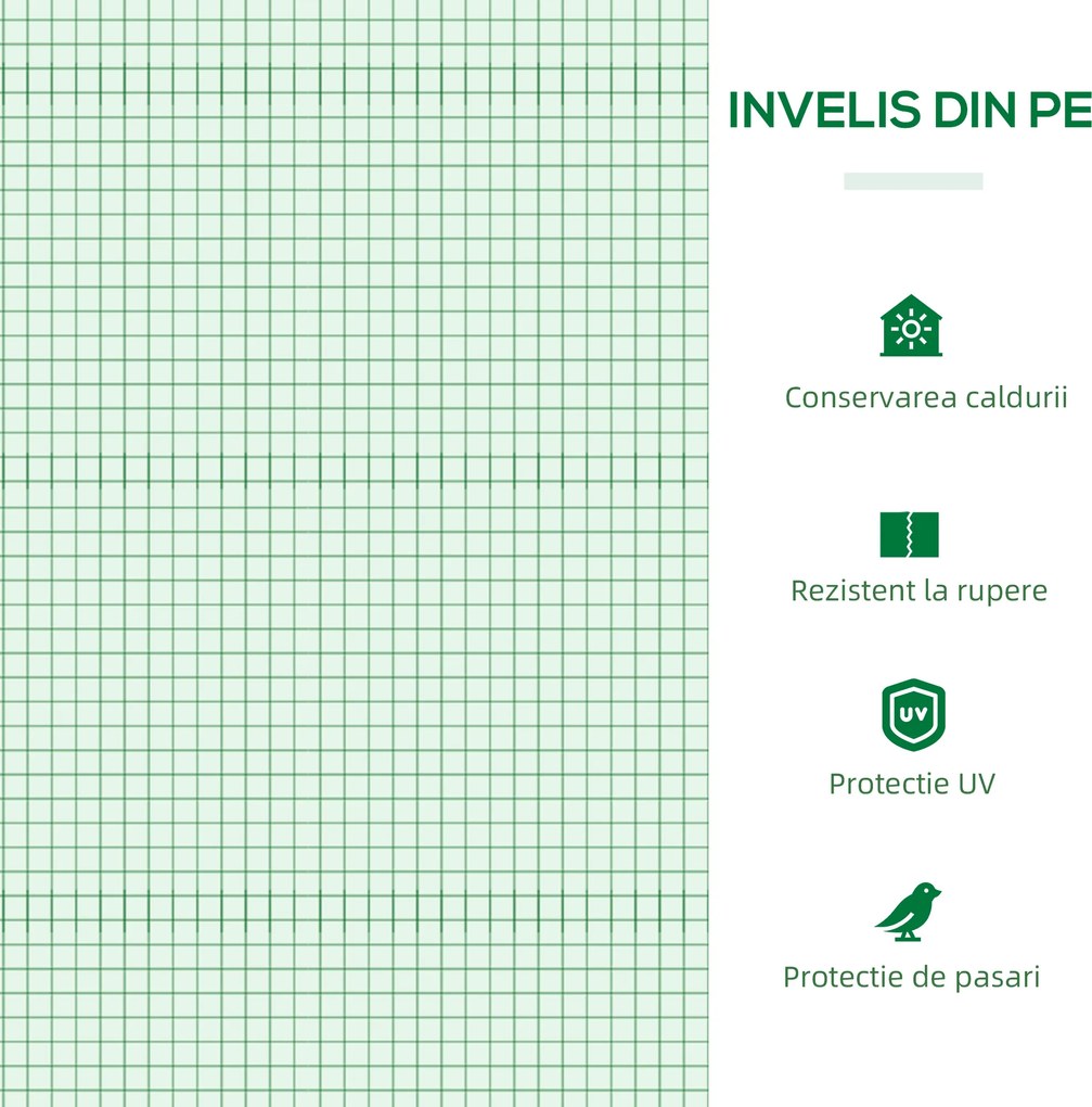Outsunny Seră de Grădină Tip Cabană cu Acoperiș din PE, Seră pentru Grădină cu Țăruși și Margini Extinse, 120x60x60 cm, Verde | Aosom Romania