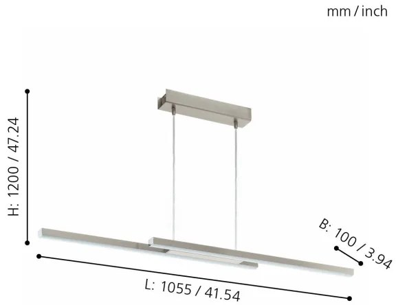 Eglo 33232 - Lampă suspendată LED RGBW dimabilă pe cablu FRAIOLI-C 2xLED/17W/230V crom mat