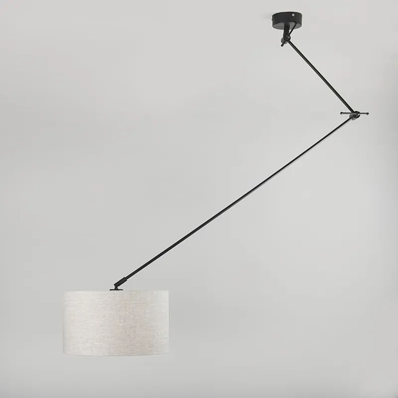 Lampă suspendată neagră cu abajur 35 cm gri deschis reglabil - Blitz