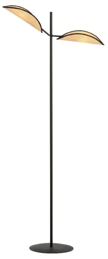 Lampa de podea cu abajururi in forma de frunze VENE LP2 BLACK/RATTAN
