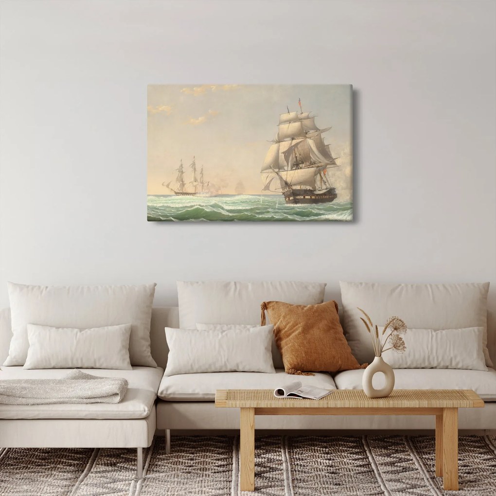 Tablou - Fitz Henry Lane, The United States Frigate President Engaging the British Squadron, reproducere (90x60 cm)